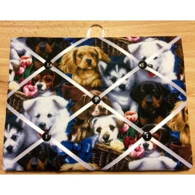 French Bulletin Board Photo Memo Board Multi-color Dog Puppy Print 9 x 12 in.   273389664555